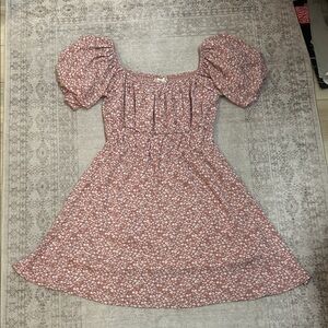 Altar'd State Pink Floral Puff Sleeve Dress